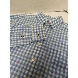UNTUCKit Tall Regular Blue Gingham 100% Cotton Long Sleeve Shirt Size Large Tall